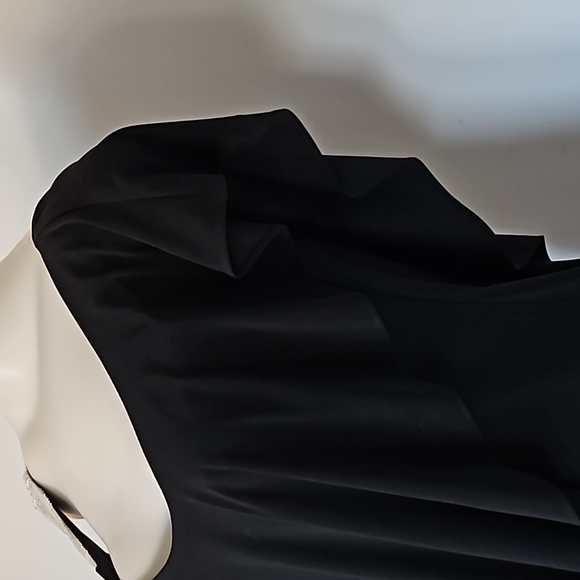 Dressbarn black sleeveless one shoulder stretchy dress-8 - Picture 3 of 9